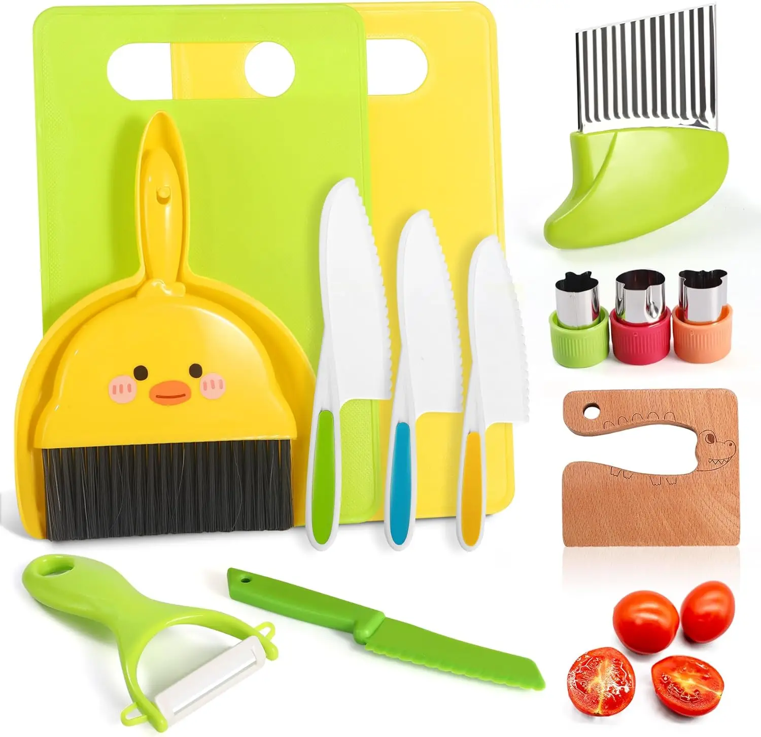 14 PC Safe Knife Kid Toddler Kitchen Set for Real Cooking, Toddler Montessori Kitchen Tool Toy for Lillte Girl Boy Gifts