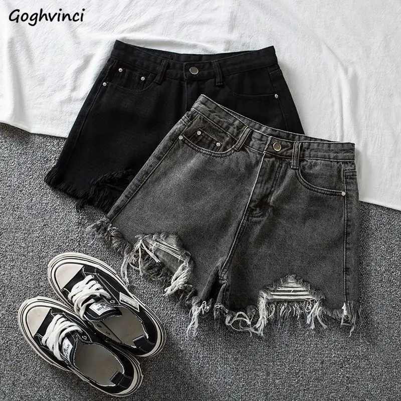 デニムショーツ女性ハイウエスト毛皮裏地タッセル穴イン学生韓国ファッションシックなストリートデイリーカジュアル夏クラシック Y2k