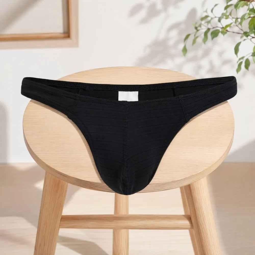 

Soft Low Waist Men Ice Silk Thongs Underpants Solid Color Men's Panties Lingerie Underwear Male Briefs Male
