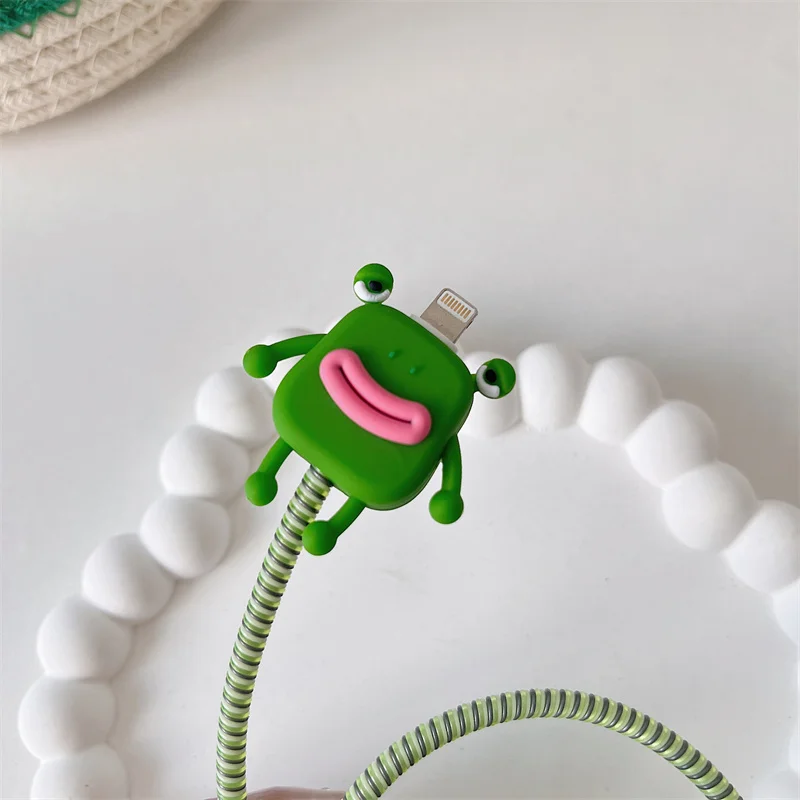 Kawaii Funny Frog Silicone Charger Protective Case For IPhone 11 12 13 14 18W-20W Cartoon Fast Charge Protection Charger Cover