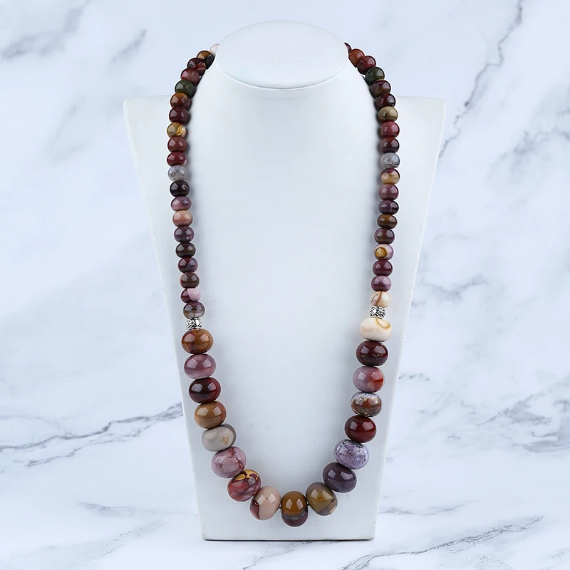 Natural Mookaite Jasper Gemstone Necklace, Handmade Jewelry 24 inch, 140g size:7x10mm, 13x18mm