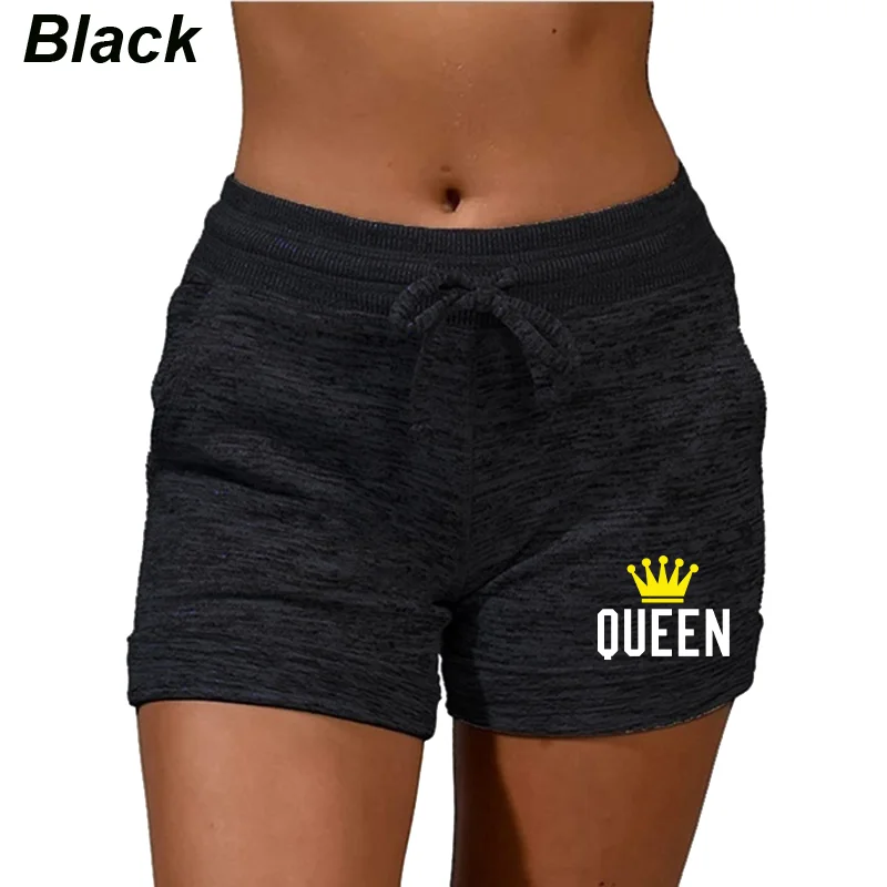 New Queen Printed Sweat Shorts Women's High Waist Shorts Summer Quick-drying Sports Fitness Yoga Pants Casual Drawstring Shorts