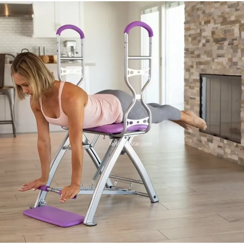 Professional Folding Pilates Reformer Chair for Home Gym Yoga Fitness Equipment Portable Workout Station Adjustable Body