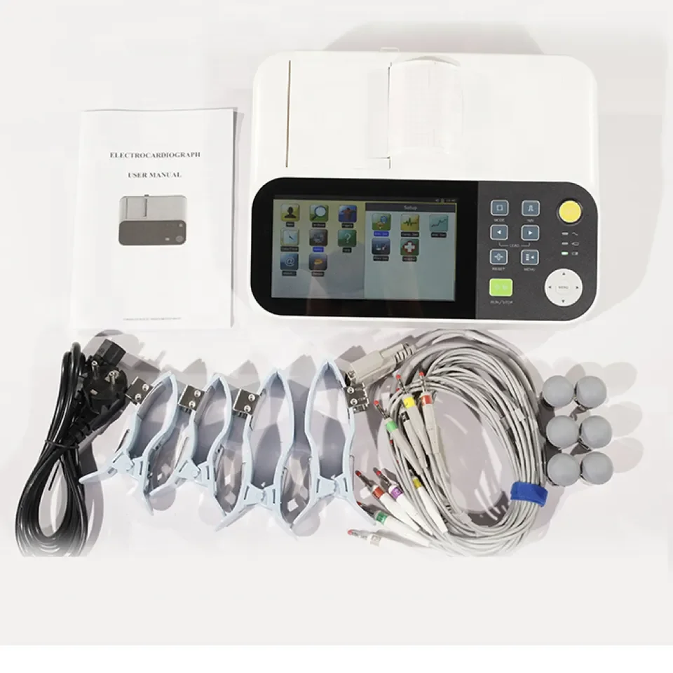 

Cheap Portable Vet ECG CKG Machine Three Channel 12 Lead Electrocardiogram ECG Device Electrode ECG