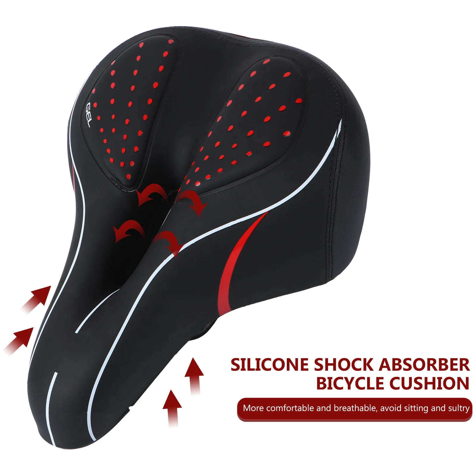 

Silicone Thickened Bike Saddle Red Black Breathable Shockproof Seat Cushion for Mountain Road Racing Bike Cycling