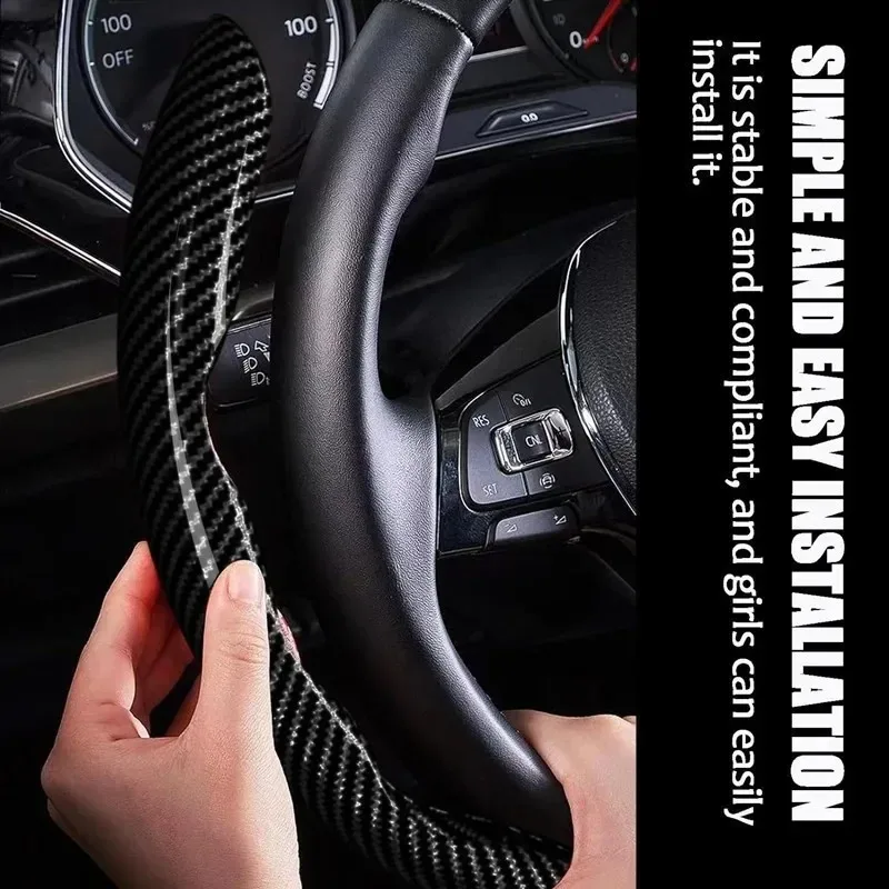 عدم الانزلاق ألياف الكربون غطاء توجيه سيارة عجلة القيادة الداعم يغطي لمقعد كوبرا ولد 2022-2025 العالمي السيارات حامي #2
