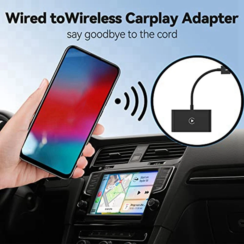 Easy Use Wireless Carplay Adapter For Wired Carplay Car Fit For Cars From 2015 & Iphone IOS 10+ (Black)