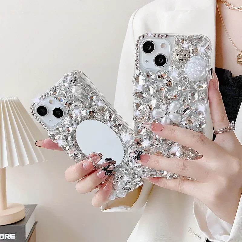 

Luxury Crystal Clear Rhinestone Flowers Phone Case Cover for Samsung Galaxy A50 A70S A52 A71 A51 A72 A73 A53 A33 A74 A54 A34