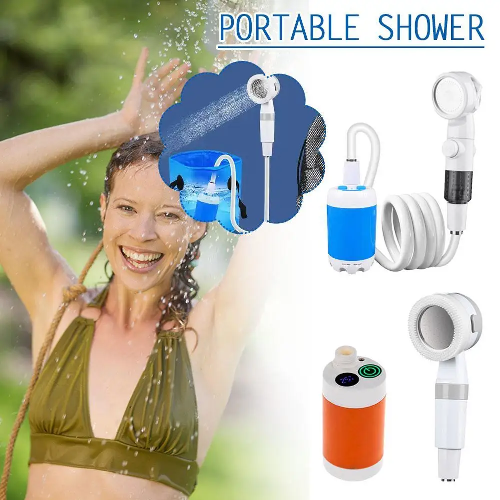 دش محمول خارجي، دش كهربائي قابل لإعادة الشحن مع مضخة عرض رقمية، معدات تخييم دش لاسلكية للتخييم