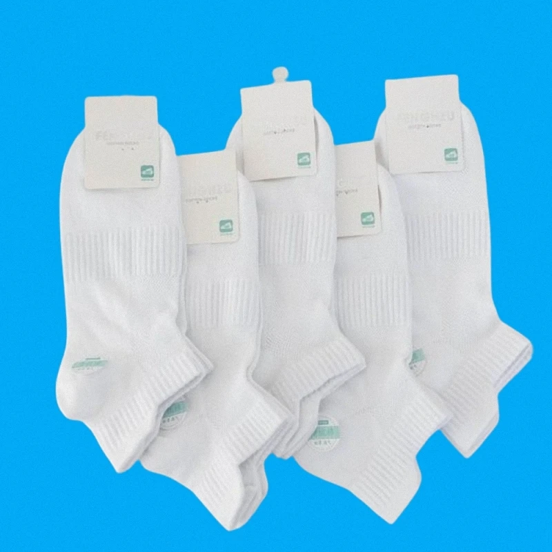 5/10 Pairs Sweat-absorbent Breathable Thin Mesh Boat Socks Sports Leisure Cotton Socks Men's Summer Solid Color Socks