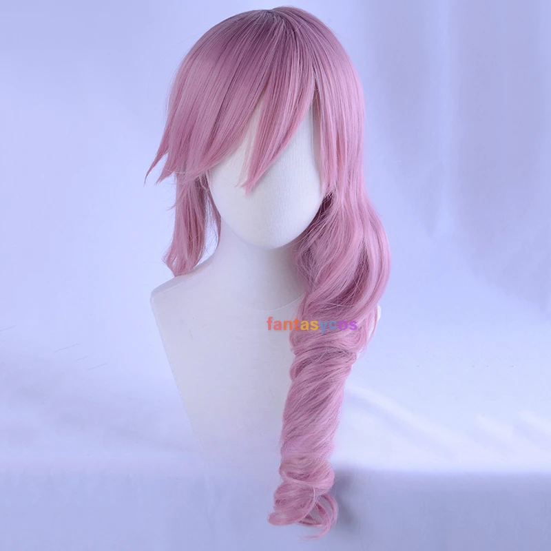 

Lightning Final Fantasy Cosplay Wig FF13 Mixed LongPink Curly Heat Resistant Hair Cosplay Costume Wigs + Free Wig Cap