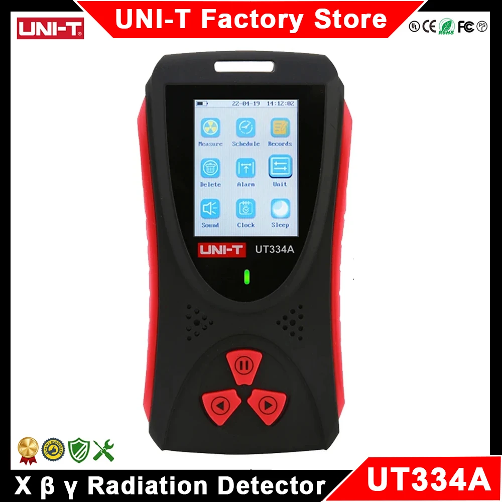 UNI-T UT334A Radiation Detector Geiger Alpha Beta Gama Professional Meter X β γ Ray Radiation Dosimeter Dose Alarm Tester