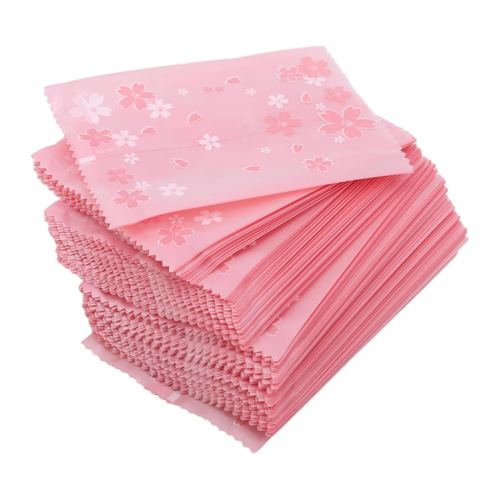 100pcs Multi-size Sakura Pink Cherry Blossom Frosted Self-adhesive Cellophane Bag Self Seal Cookies Packing Plastic Baker's Bags