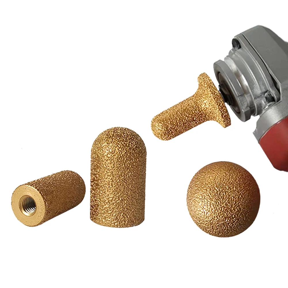 Diamond Vaccum Brazed Round Grinding Head Abrasive Tools For Internal Arc Grinding Of Stones Engraving Tool Mushroom M10 Thread