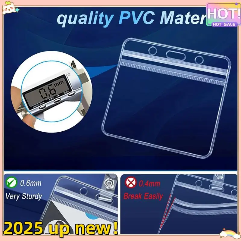 L47A-50 Pcs Horizontal Badge Holder With Metal Clips Clear Name Tag Badge Holders With Waterproof