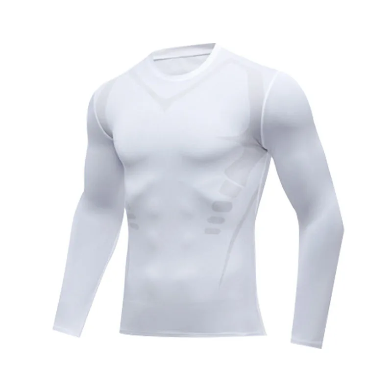 Fitness T-shirt For Men Long Sleeved Elastic Compression Exercise Base Quick Drying Clothes Sweat Breathable Tight Tshirts