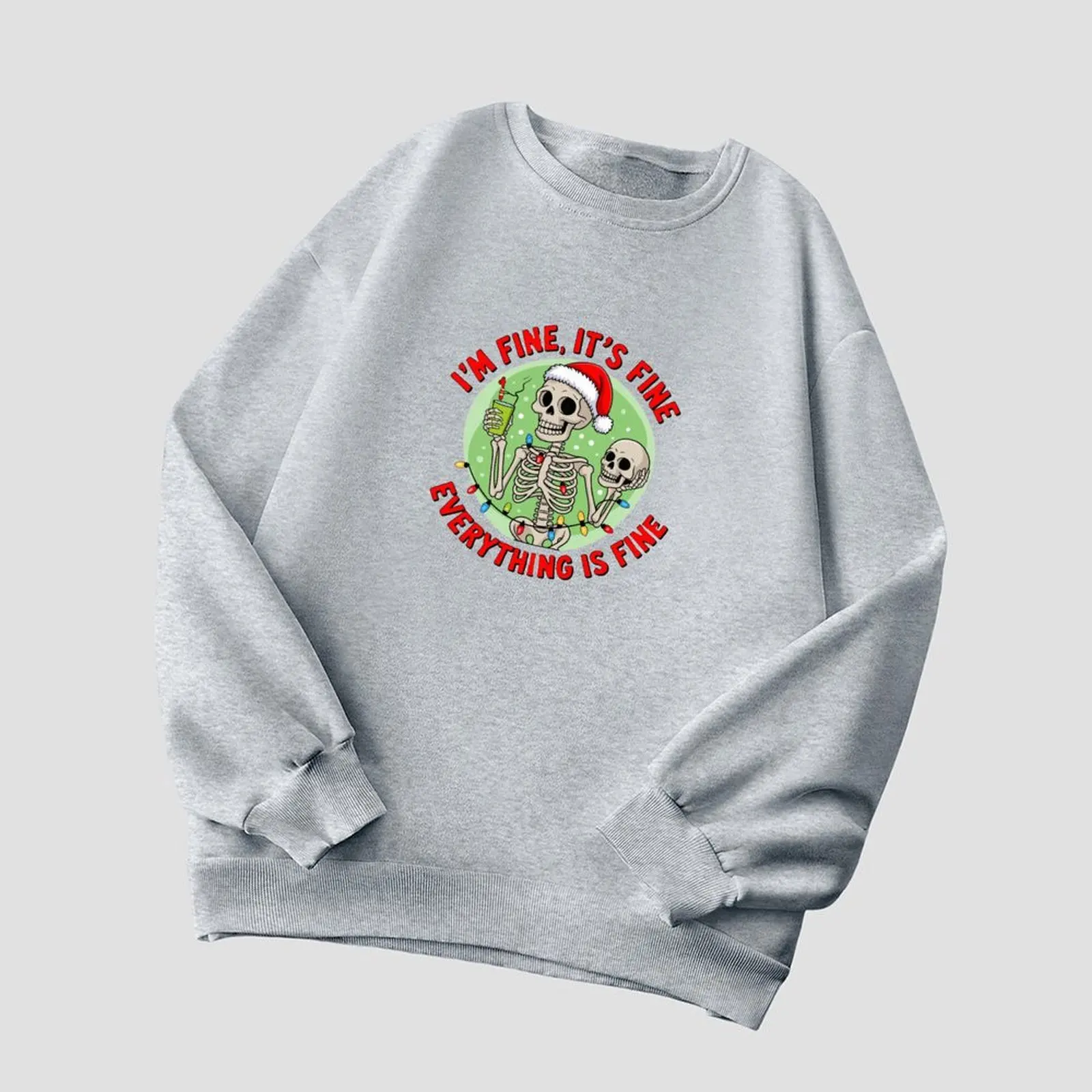 ラウンドネック女性スウェットベルベットカジュアルルーズ快適なクリスマスプリントパターン長袖プルオーバー秋の女性の服