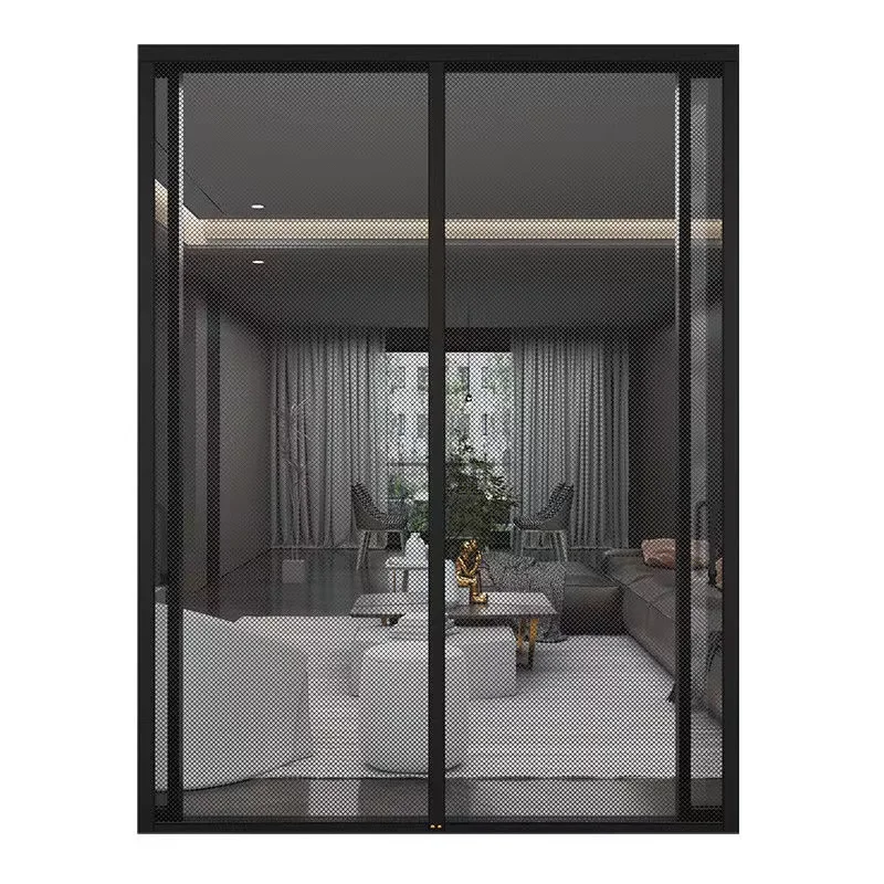 1PC Black Stripe Mosquito Proof Door Curtain Minimally Upgraded Full Magnetic Stripe Door Magnetic Mosquito Net, Customized Size