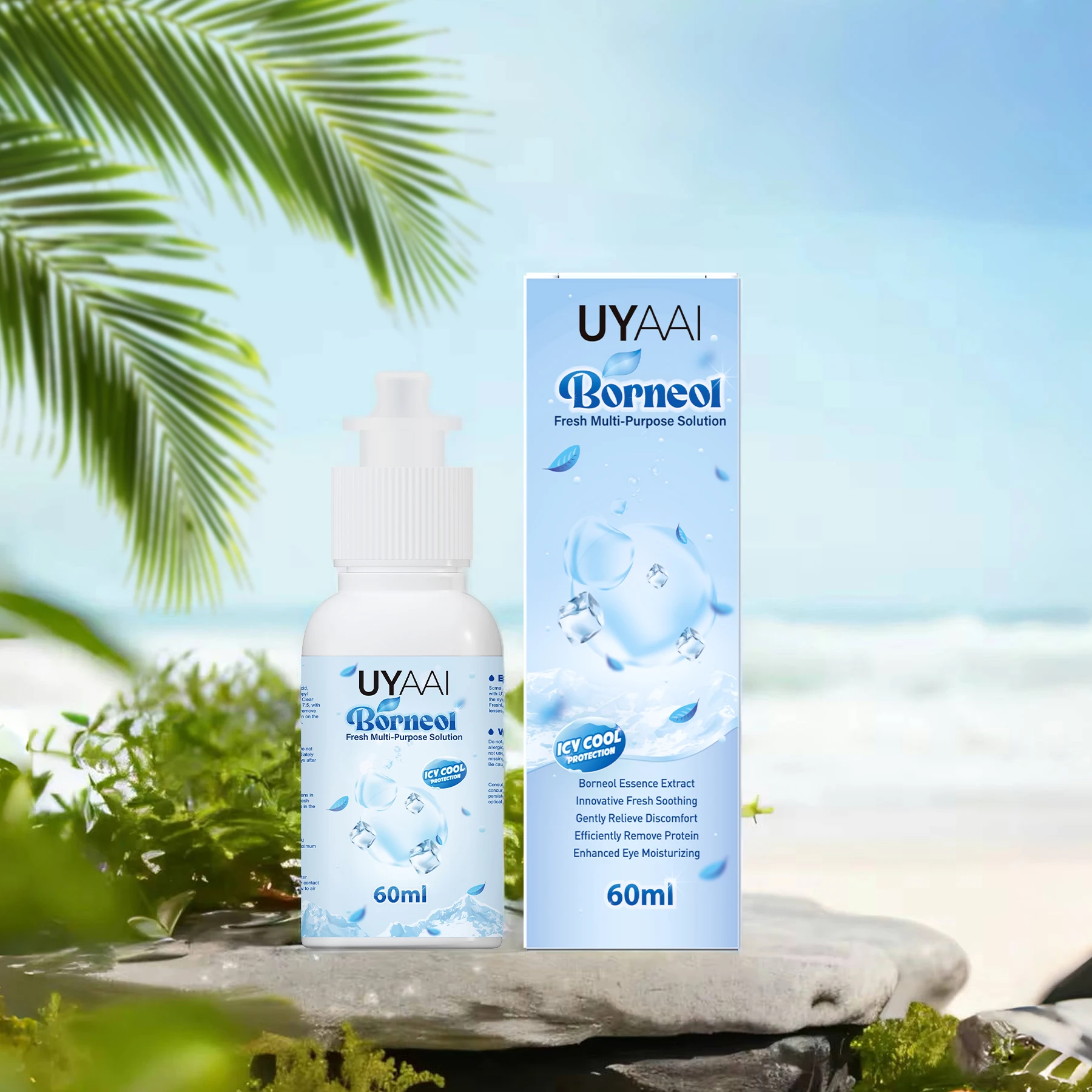 UYAAI 2024 Summer 60ML Cold Refreshing Contacts Lens Liquid Solution For Contact Lenses Cleaner Comfot Cleaning Moisturizing Eye