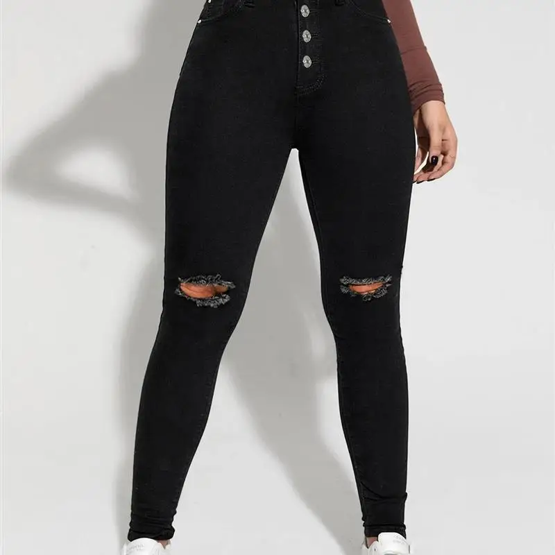 

PD08305 Женские джинсовые джинсы до колена Personali Bla Длинные брюки Wi Crossborder Ebay Sle Повседневные модные женские джинсы