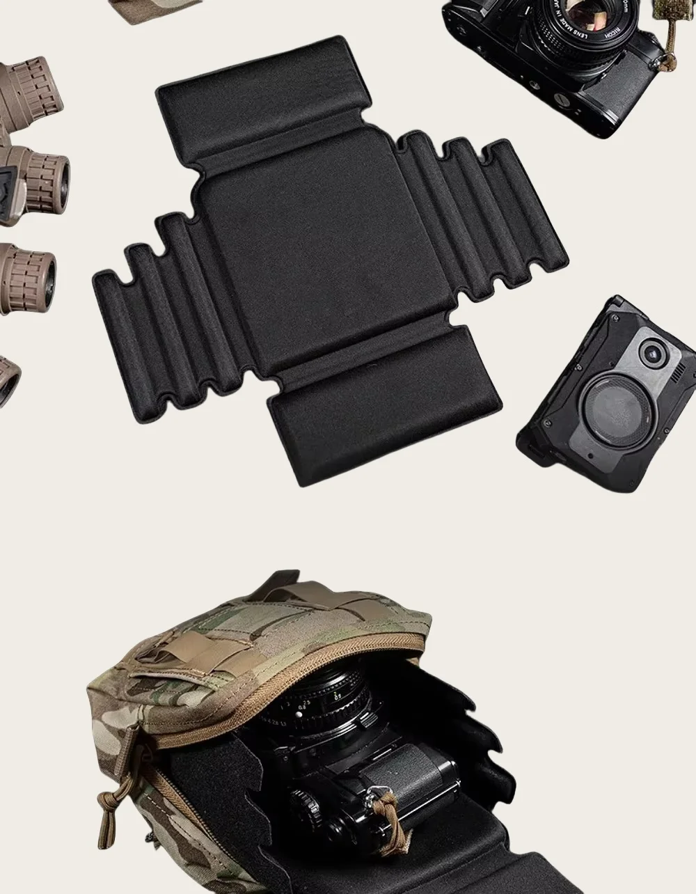 Tactical Protective Pad EVAThick sponge magic hook surface6×6 GP Pouch Cushion NVGs Masks Goggles Camera Hunting Tool Protection