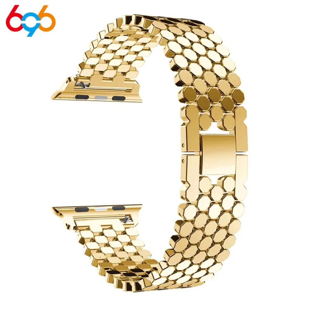 

Ремешки для браслетов 38, 40, 41, 42, 45, 46, 49 мм для женщин и мужчин, из нержавеющей стали с дизайном «рыбья чешуя», для IWatch Ultra 10, 9, 8, 7, 6, 5, 4