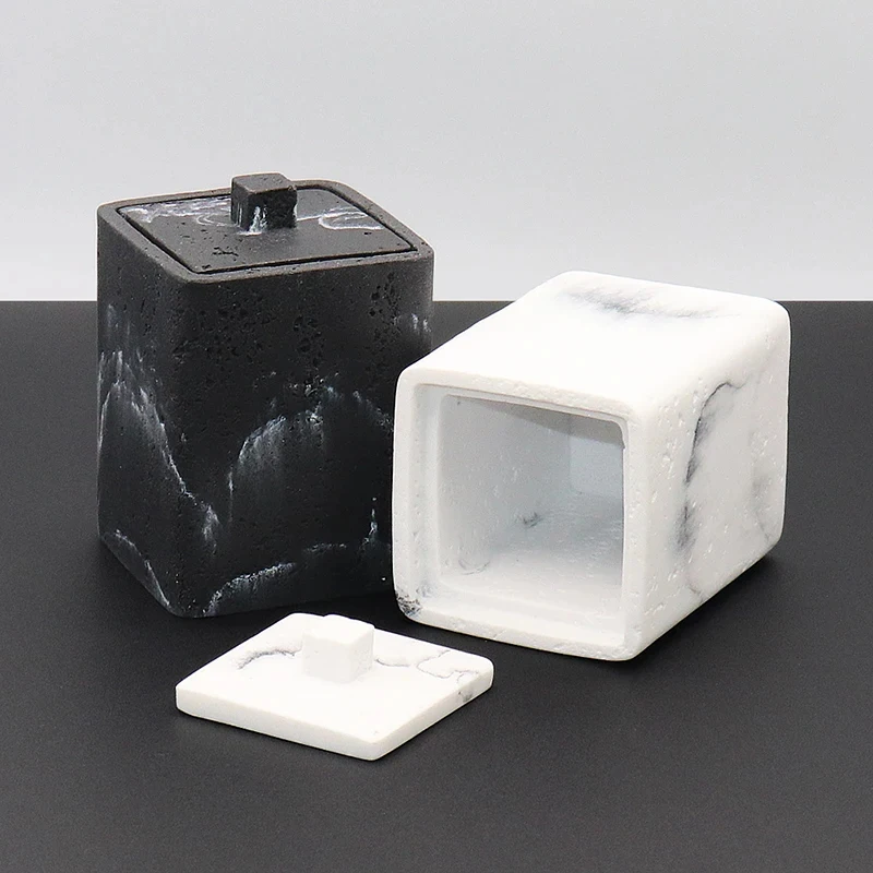 Travertine Storage Box Desktop Floss Holder Toothpick Holder Cotton Swab Box Hotel Supply High-End Home