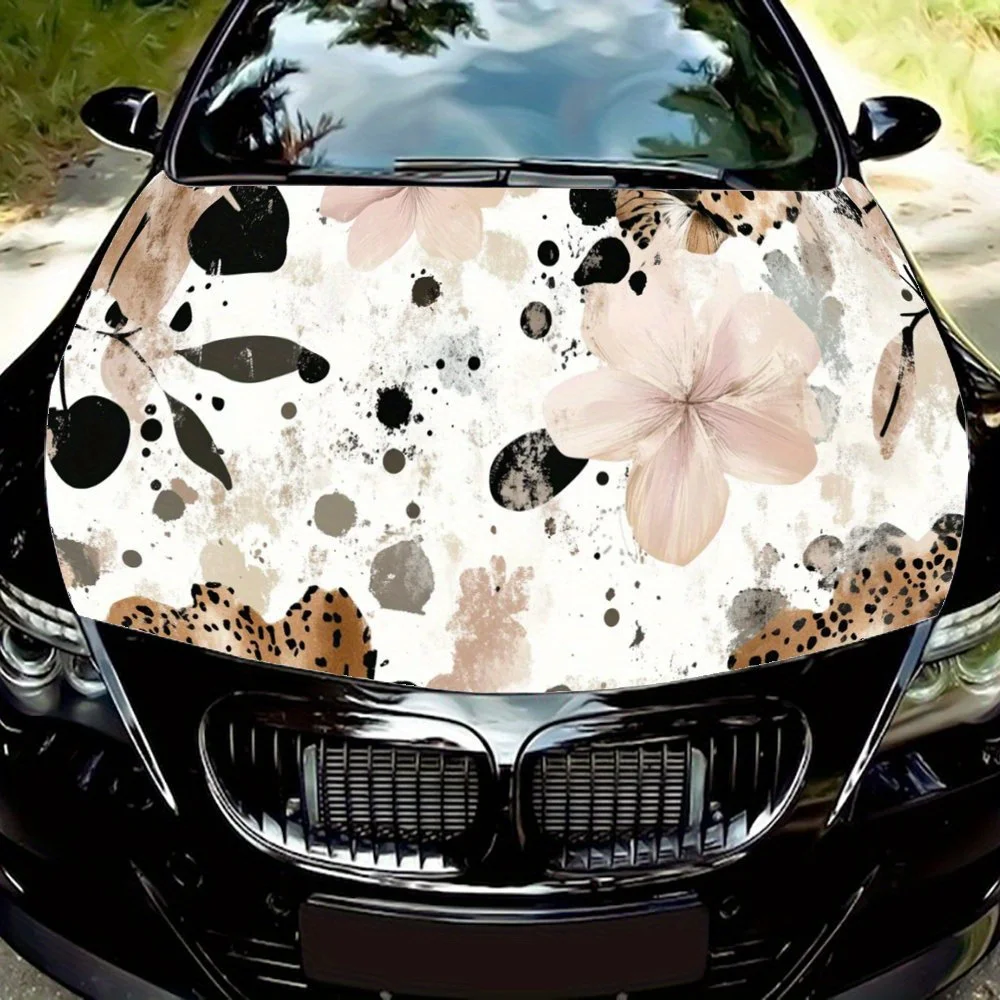 

Акварельная передняя наклейка автомобиля с леопардовым узором, персонализированные графические виниловые наклейки для автомобиля, виниловая наклейка на капот автомобиля, приносит уникальным visu