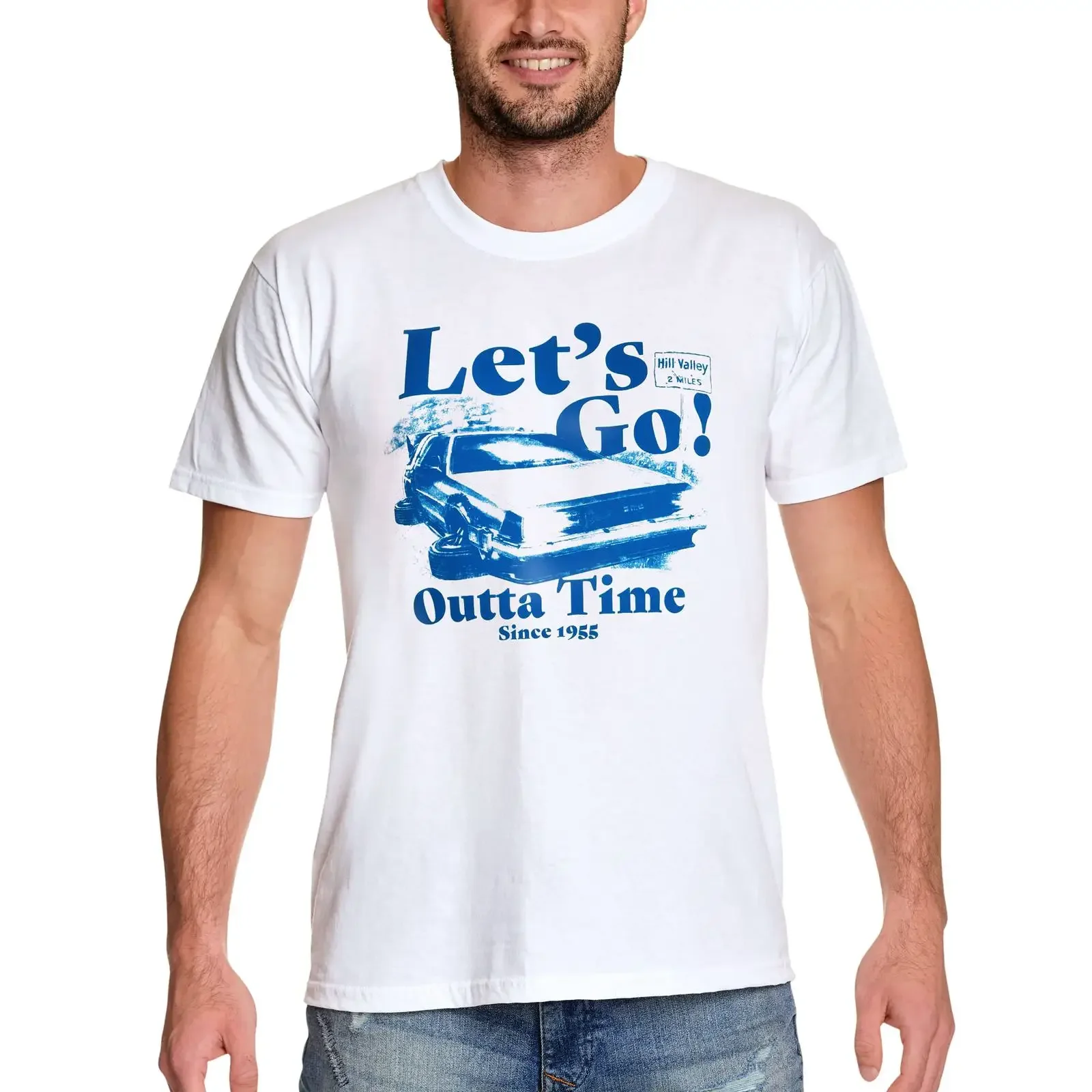 Elbenwald Back to the Future T Shirt with Various Motifs for Cotton vintage Washed Unisex Top For Everyday Wear Stylish Soft