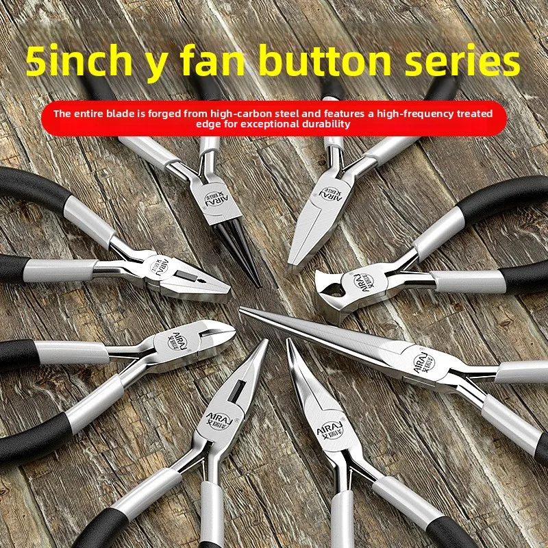Mini 5-Inch Toothless Flat Mouth Wire Binding Pliers Set - Extended Needle Oblique Mouth Design for Precision Crafting And DIY P