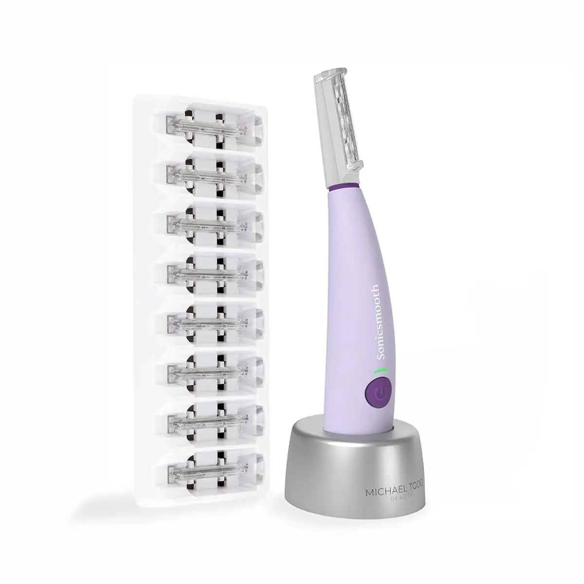 

Sonic Smooth Dermaplane Razor for Women - Face & Eyebrow Trimmer, Peach Fuzz Remover with 8 Weeks of Blades