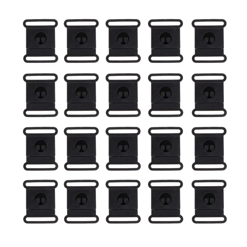 2-6pack 20 Pieces Plastic Quick Release Buckles Black 15mm