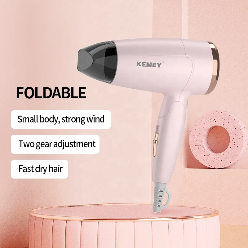 High Powerful Travel Foldable Hair Dryer Kemey KM-6837 Household Colorful Portable Blow Drying Appliance Hair Dryer