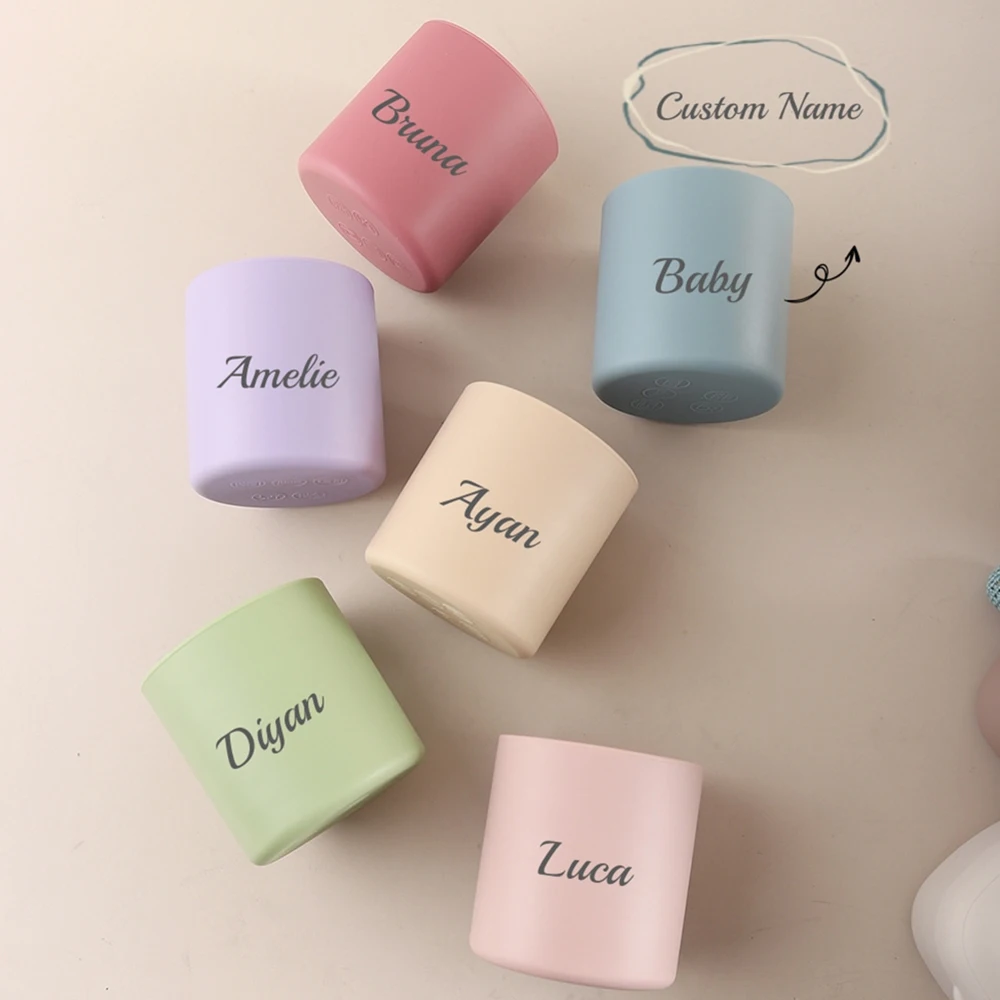 1pc Personalized Cutie Silicone Cup Silicone Baby Water Cup Add Your Name - Custom Name Feeding Cup