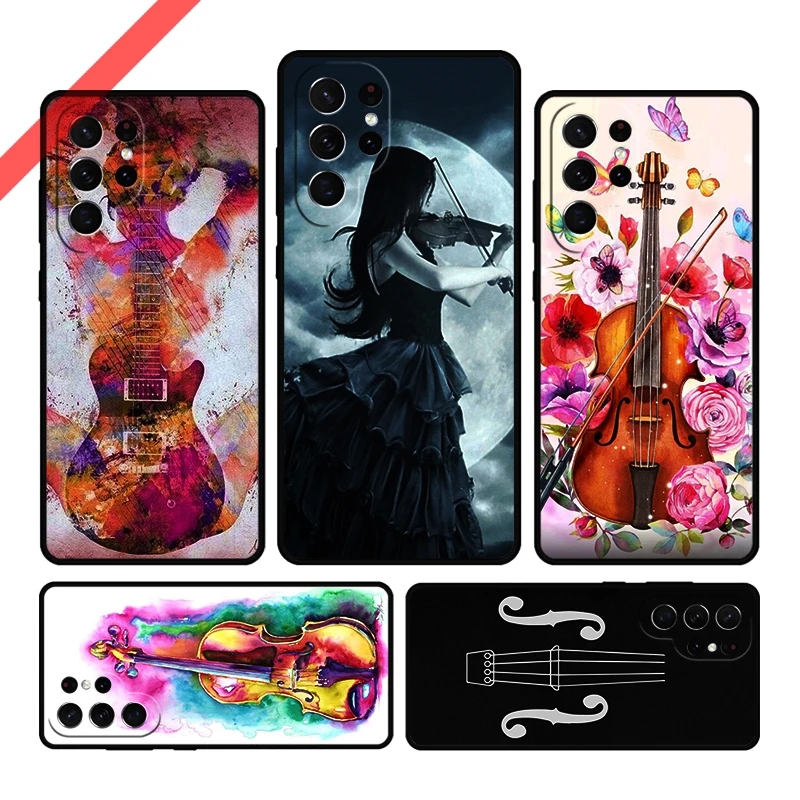 

Gothic Girl Violin Watercolor Phone Case For Samsung Galaxy S20 FE S21 S23 Plus S24 S25 S22 Ultra Note20 Note10 Cover