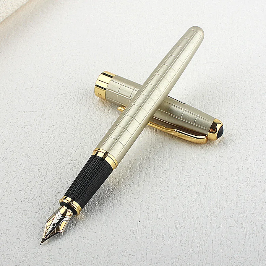

Luxury 103 metal Fountain Pen grid Feather Arrow Gold Clip 0.5MM Nib Classic Ink Office School Supplies Pen