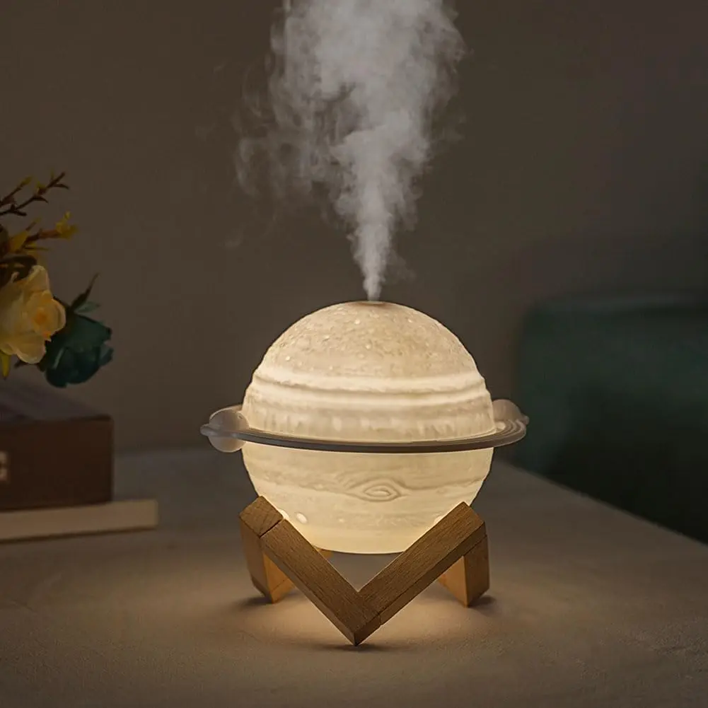 3D Air Humidifier Diffuser Planet Shape Humidifiers for Bedroom Moon Lamp Portable Cool Mood LED Night Light Super Quiet