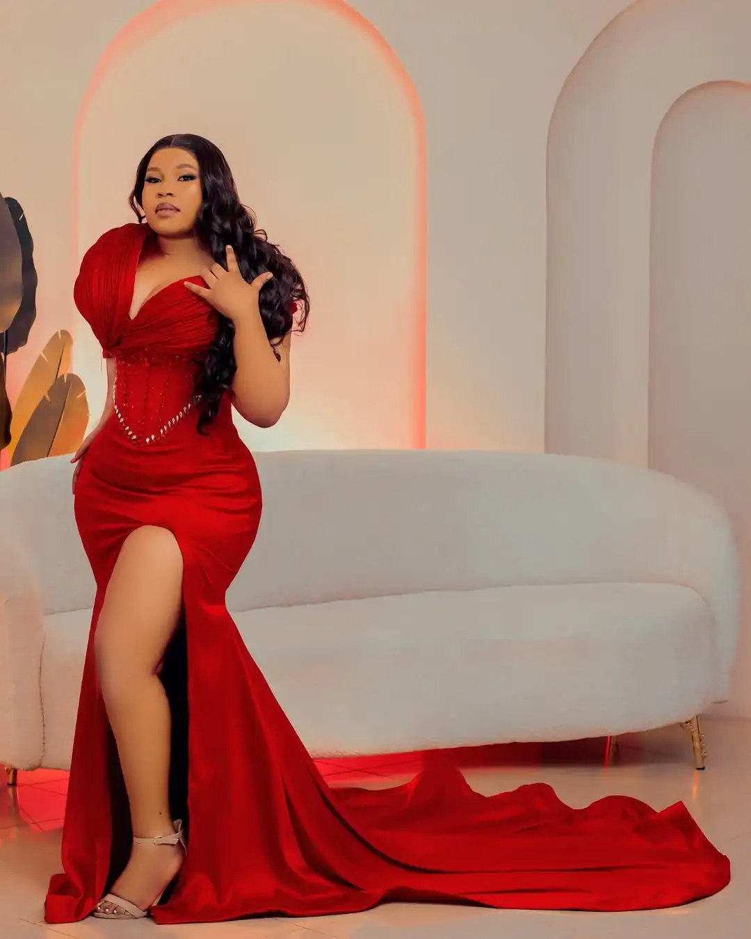 2025 zeemeermin abendkleider elegante ruche avondjurken kralen side split kapmouwtjes lange avondjurken asoebi rode prom dress