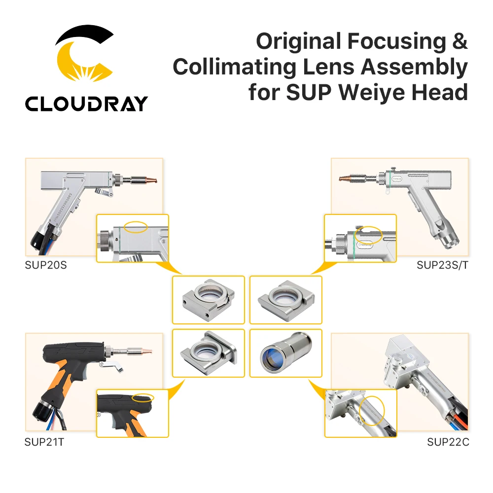 Cloudray 오리지널 포커싱 및 시준 렌즈 어셈블리, SUP Weiye 파이버 레이저 용접 헤드용, 1064nm