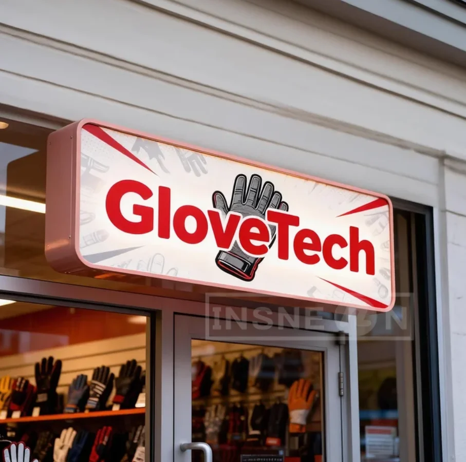 Custom Business Advertising Glow Signs Light Box Premium Logo Display LED Signage Box Illuminated GloveTech Shop Lightbox Logo