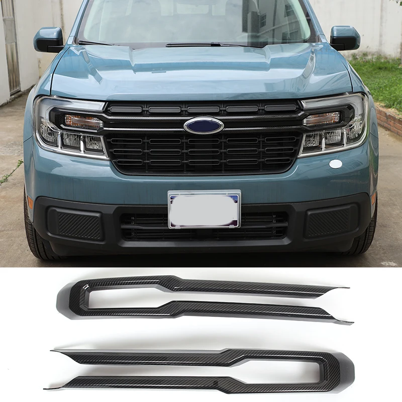 

For Ford Maverick 2022 Carbon Fiber Car Front Bumper Mesh Center Grille Grill Moulding Strips Cover Trim Accessories