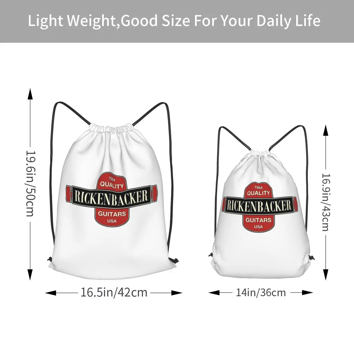 Rickenbacker Guitars 1964 Essential Backpacks Multi-function Drawstring Bundle Pocket Sports Bag Book Bags for Man Woman School