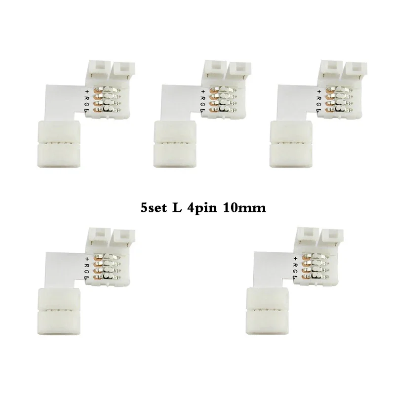 L Shape LED Connector 2pin 3pin 4 pin 8mm 10mm Width Solderless Corner Connector For 3528 ws2811 ws2812b 5050 RGB LED Strip