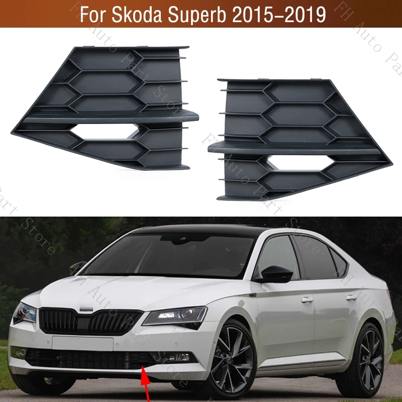 

For Skoda Superb 2015 2016 2017 2018 2019 Car Front Bumper Lower Corner Side Trim Grille Cover Frame