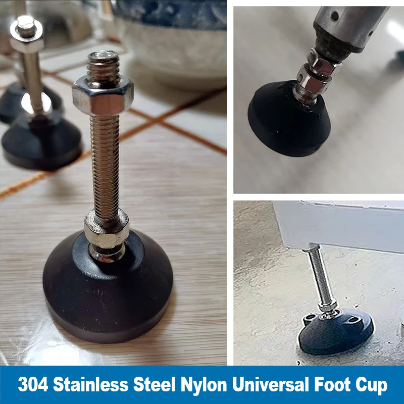 

1Pcs M8 M10 M12 M14 M16 M18 M20 M24 304 Stainless Steel Adjustment Foot Universal Nylon Base Support Foot Rotating Base 40-100mm