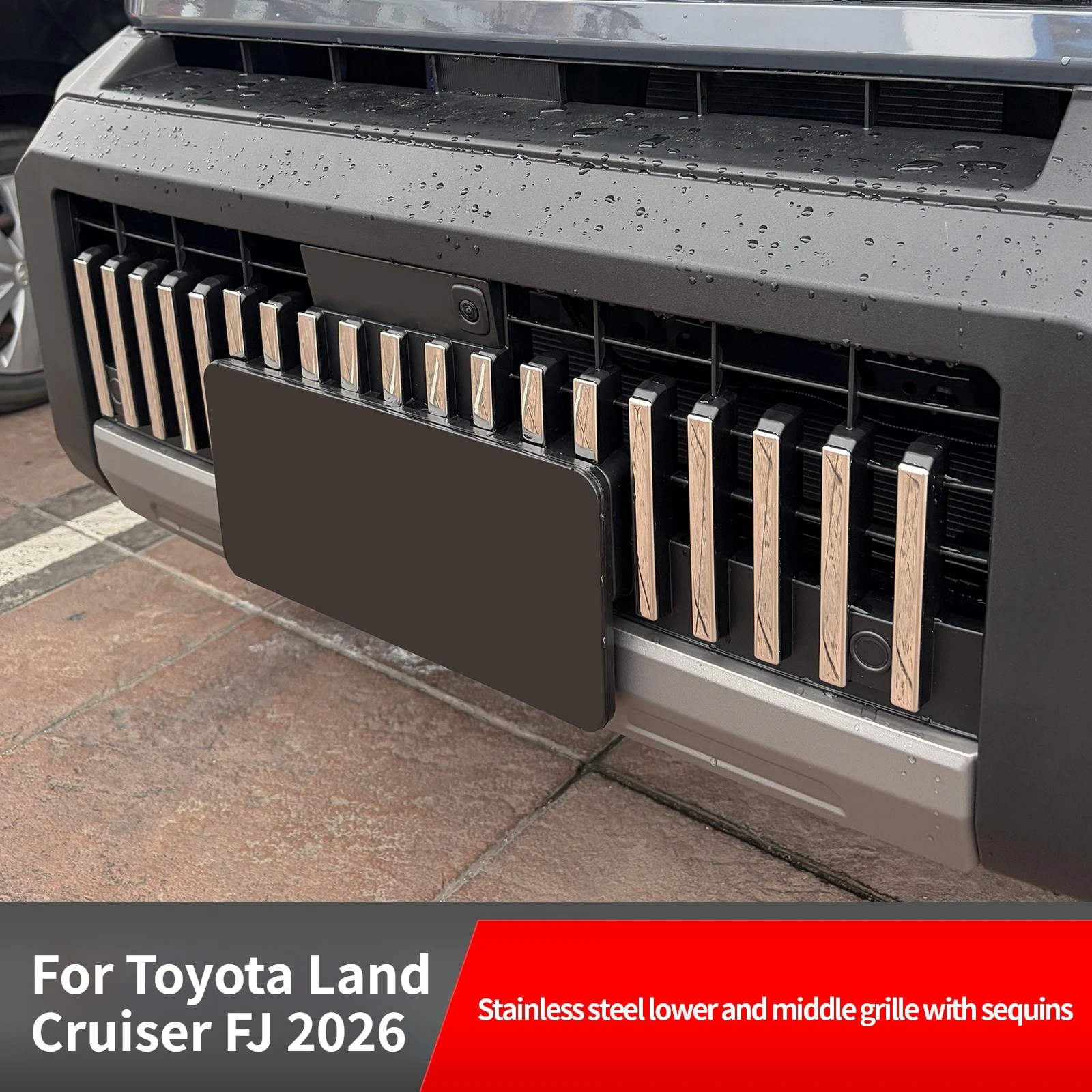 For Toyota Land Cruiser FJ 2026 Front Grille Lower Decorative Sequin Bright Strips Stainless Steel Car Grille Mesh Trim Modified