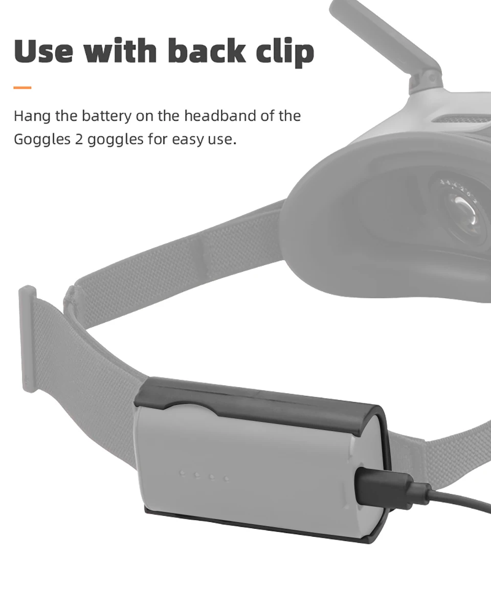 Cavo di ricarica portatile per occhiali DJI 2 occhiali da volo linea di alimentazione + Clip posteriore per portabatterie DJI Avata Drone
