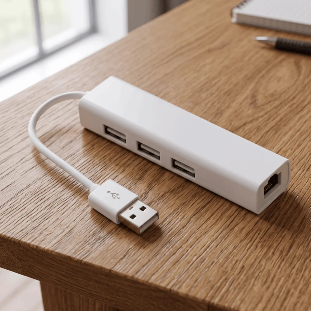 High-Speed USB Ethernet Adapter USB 2.0 Type C Ethernet Adapter Network Card 10/100 Ethernet 3 Ports USB Type C Ethernet Adapter