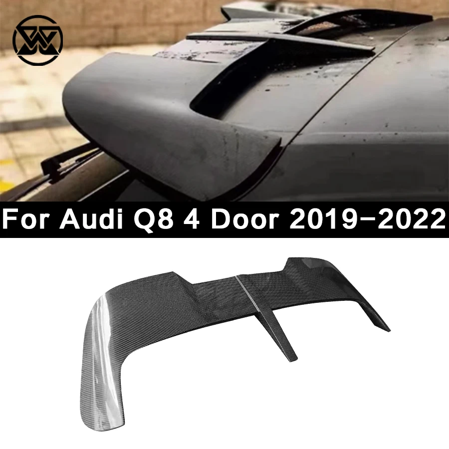 For Audi Q8 4 Door 2019-2022 Carbon Fiber Rear Roof Spoiler Lip Tail Wing Splitter Car Rear Trunk Lid Flap Window Body Kit