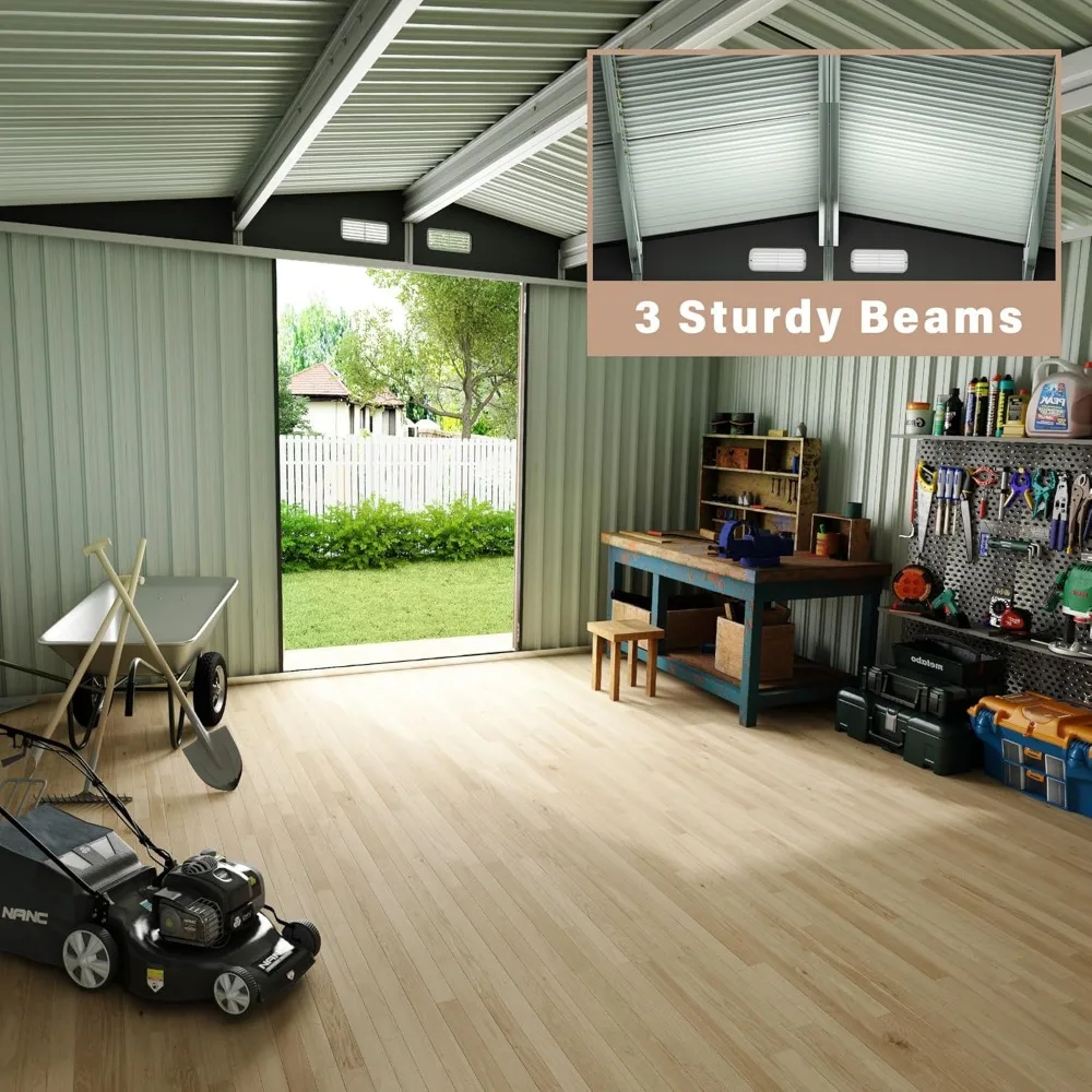 Gudang Penyimpanan Logam Luar Ruangan: Kit Gudang Perkakas 10x12 FT yang Dapat Dikunci untuk Penggunaan Halaman dan Kebun